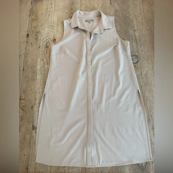 Joan Vass Studio Tan Split Side Button Tunic M - Picture 2 of 7